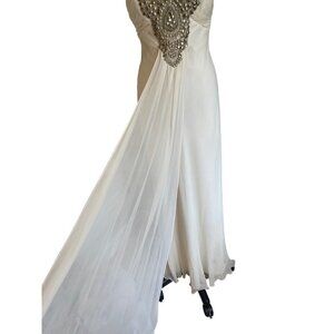 Aidan Mattox womens silk paneled long formal gown size 2 ivory